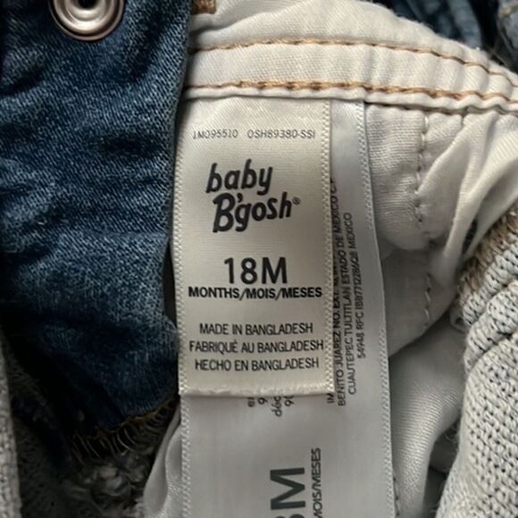 Oshkosh B’Gosh Denim Overalls Baby 18M Blue Medium Wash Adjustable Button Straps - Picture 4 of 6